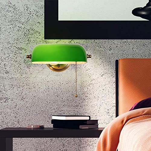 QJUZO Applique in Vetro Verde Banchiere, Lampada