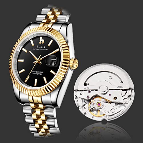 Image of BUREI Men's Classic Luxury Watch Stainless Steel Waterproof Machine Watch Fashion Double Watches Date Sapphire Crystal