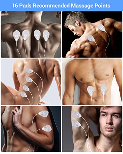 Ohuhu Tens Unit Muscle Stimulator: 24 Modes Rechargeable Tens Stimulator Machine - 16 Pads Electric Ems Unit Massager For Back Shoulder Legs Pain Relief Mother Father's Day Gift - Silver #TOP4