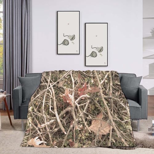 Throw Blanket 50x60 Inch Camouflage Camo Forest Cozy Soft Lightweight Fuzzy Flannel Blanket 60x50 Inch Suitable for Couch Bed Sofa Living Room in All Seasons