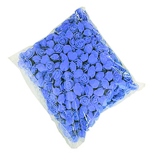 good01 500Pcs PE Foam Rose Head Artificial Flower for DIY Bear Doll Wedding House Decor Royal Blue