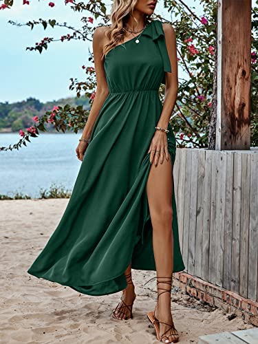 IFFEI Summer Dresses for Women 2025 Boho One Shoulder Maxi Dress Casual Sleeveless Flowy Split Beach Long Dress2