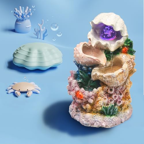 YOQUATE Tabletop Waterfall Fountain Indoor Themed Coral Seashell Tabletop Water Fountain Meditation (Ocean) by YOQUATE - Image 8