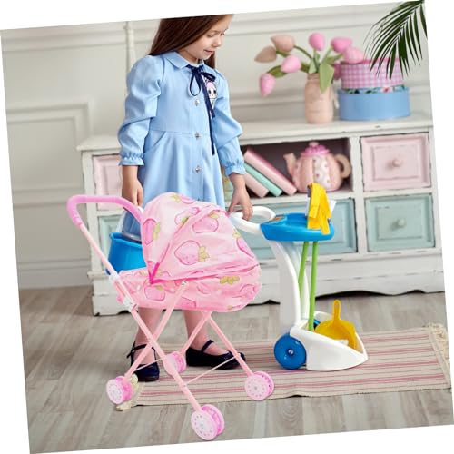 VANZACK Kleiner Puppenwagen Leicht mit Stauraum Realistischer Kinderwagen für Mädchen Puppenwagen für Rollenspiele und Puppenaccessoires – Bild 4