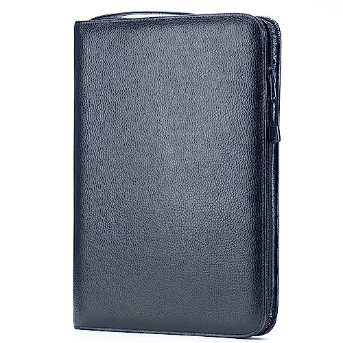 Lanxivi Estojo para Caneta-tinteiro de Couro de Vaca Preto com 46 Compartimentos para Exibição