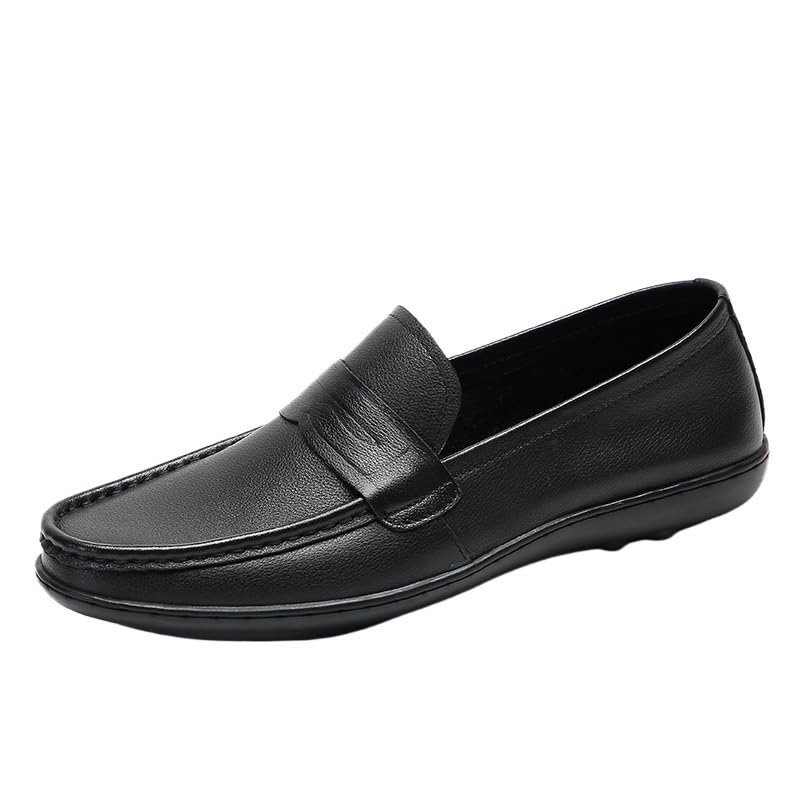 Men's Casual Loafers Slip On Genuine Leather Shoes Male Lightweight Driving Shoes Moccasins Classic Loafer Flats Boat Shoes Outdoor Walking Shoes