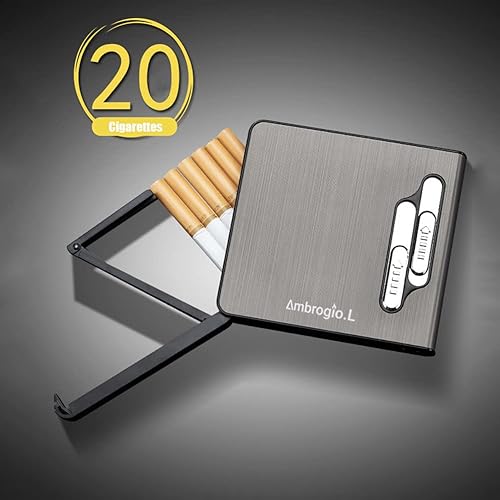 Paquete completo de 20 cajas de cigarrillos regulares, soporte de expulsión automática con encendedor de arco dual USB recargable, sin llama,
