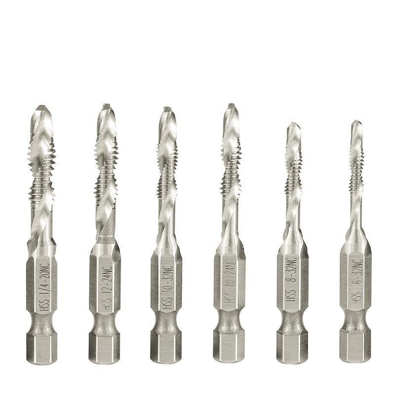 1/4 Hex Shank Composite Tap 6-32 8-32 10-24 10-32 12-24 1/4-20 Machine Plug Tap Spiral Point Thread Drill Tools 1Pcs (Color : 12I24 NC)