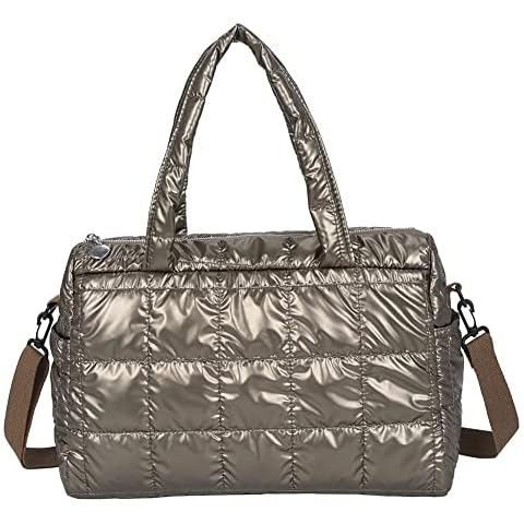 BLUEEE CHECKERS Fashion Quilted Lattice Shoulder Bags,Retro Padding HandBag Women,Quilted Tote Bag,Lightweight Down Cotton Padded Shoulder Bag,Winter Fashion Soft Tote Handbags (champagne), One Size Cover