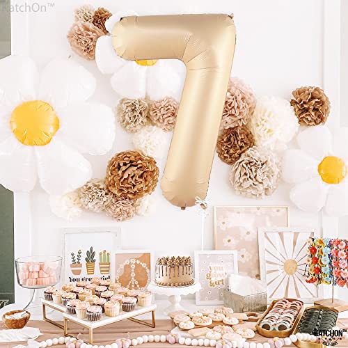 Image of KatchOn, Giant Caramel Number 7 Balloon - 40 Inch | 7th Birthday Balloon for 7th Birthday Decorations | 7 Balloons for Birthday | 7 Year Old Balloons for 7 Year Decorations