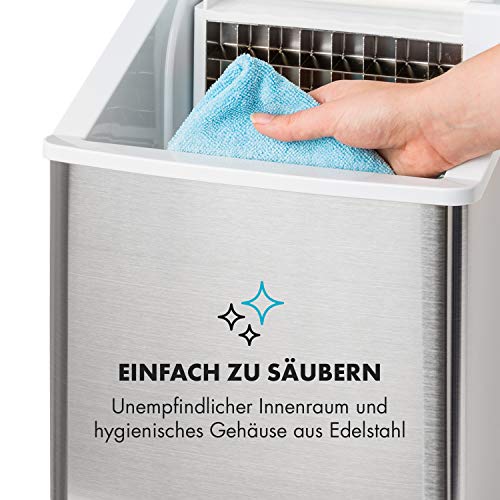 Foto von Klarstein Eiswürfelmaschine Klein, 2,5L Eiswürfelbereiter, für Mittelgroße, Klare Eiswürfel, Schnelle Mini, mit Sicherheitsalarm, 13kg/24h