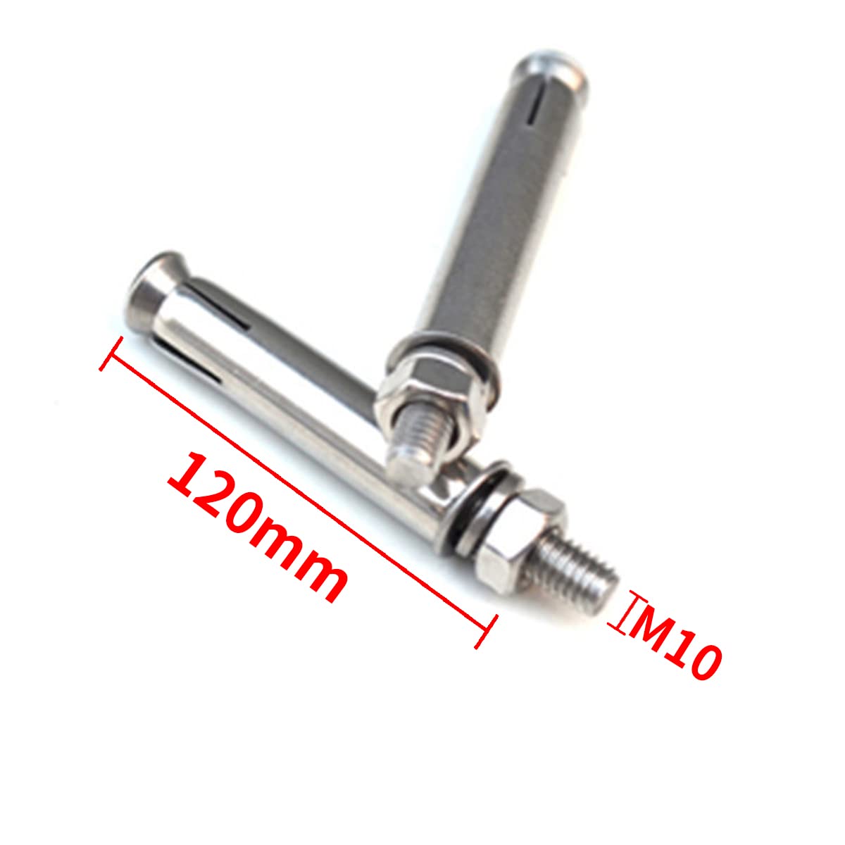 Unifizz 304 Stainless Steel Expansion Screw, M10 x 120 Wedge Anchor Zinc,Suspended Ceiling Bolt, Sliver, 10 Pcs