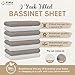 Bassinet Sheet for Bassinet Mattress - 100% Organic Jersey Knit Cotton - Snuggly Soft & Cozy Crib Sheets Fitted for Oval Rectangle & KoolaBaby Bedside Sleeper - White & Grey - 2 Pack (33 x 20)