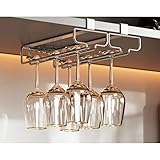 ZLBYXLU ワイングラスホルダー 吊り下げ ステンレス製 穴あけ不要 棚厚さによって調節可能 (2レーン) [並行輸入品]