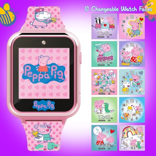 Peppa Pig Kids Interactive Smart Watch with Touchscreen, Camera, Games, Pedometer, Alarm & More – Fun Learning Digital Watch for Girls & Boys – Peppa Pig-Themed Silicone Strap – Fits Wrists 5.5”-8”2