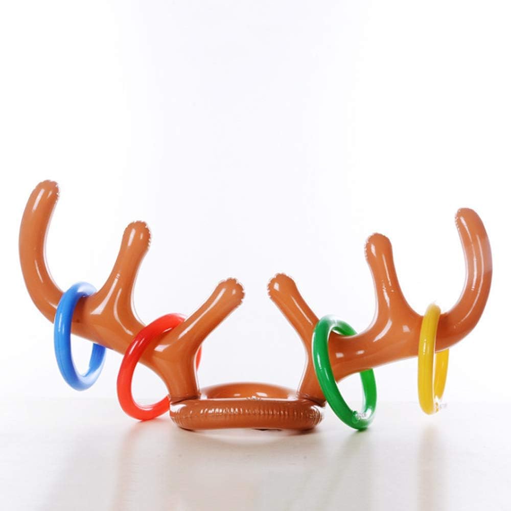 空気注入式 投げゲーム トナカイ 輪投げ型 角バルーン トナカイ インフレータブル 帽子 クリスマス ホリデーパーティーゲーム玩具 トナカイクリスマスハット アントラーリング クリスマスパーティー