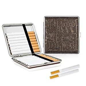 2 stuks sigarettenetui, metalen sigarettendoos, retro sigarettenetui voor 20 sigaretten met kliksluiting voor hand, broeken en hemdtassen