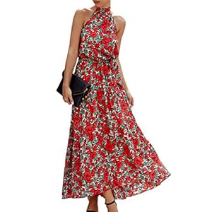 ECOWISH-Women-Dress-Halter-Neck-Boho-Floral-Print-Sleeveless-Casual-Backless-Maxi-Dresses-with-Belt ECOWISH Women Dress Halter Neck Boho Floral Print Sleeveless Casual Backless Maxi Dresses with Belt 270 Red Medium