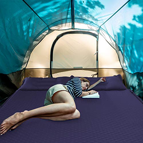 YOUKADA Sleeping-Pad Foam Self-Inflating Camping-Mat for Backpacking Sleeping Pad Double Sleeping Mat Camping Pad 2 Person Camping Mattress with Pillow for Hiking Camping Gear (Navy, Large) - Thumbnail 3