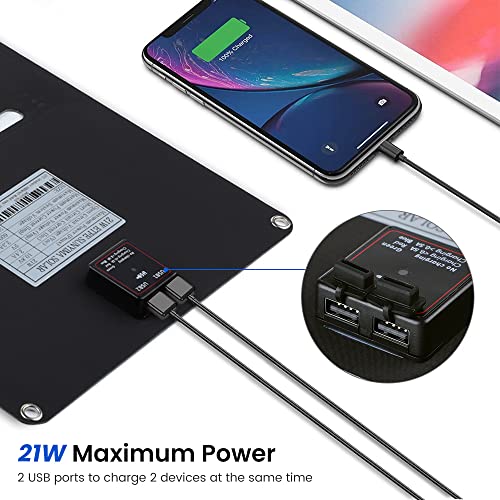 Sunyima Portable Solar Panels, 21W Monocrystalline Foldable Solar Panel Charger With Usb Qc3.0 Built-In Voltage Stabilization System For Smart Phone, Camping Lanterns, Small Fans Monitor #TOP5