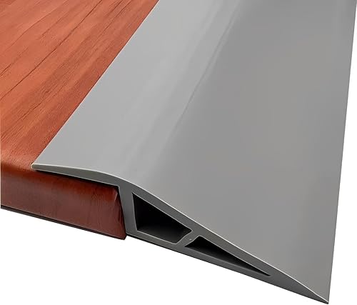 Tira de umbral de transición de vinilo autoadhesiva, reductor de pisoalfombra a azulejo, borde de puerta para azulejos laminados (gris, 36 pulgadas)