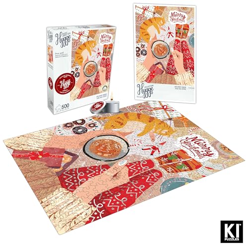 Puzzle de 500 piezas para adultos y vela – Hygge Christmas - Holiday Cheer – Desafiante Rompecabezas de invierno acogedor, 24x18 miniatura 4