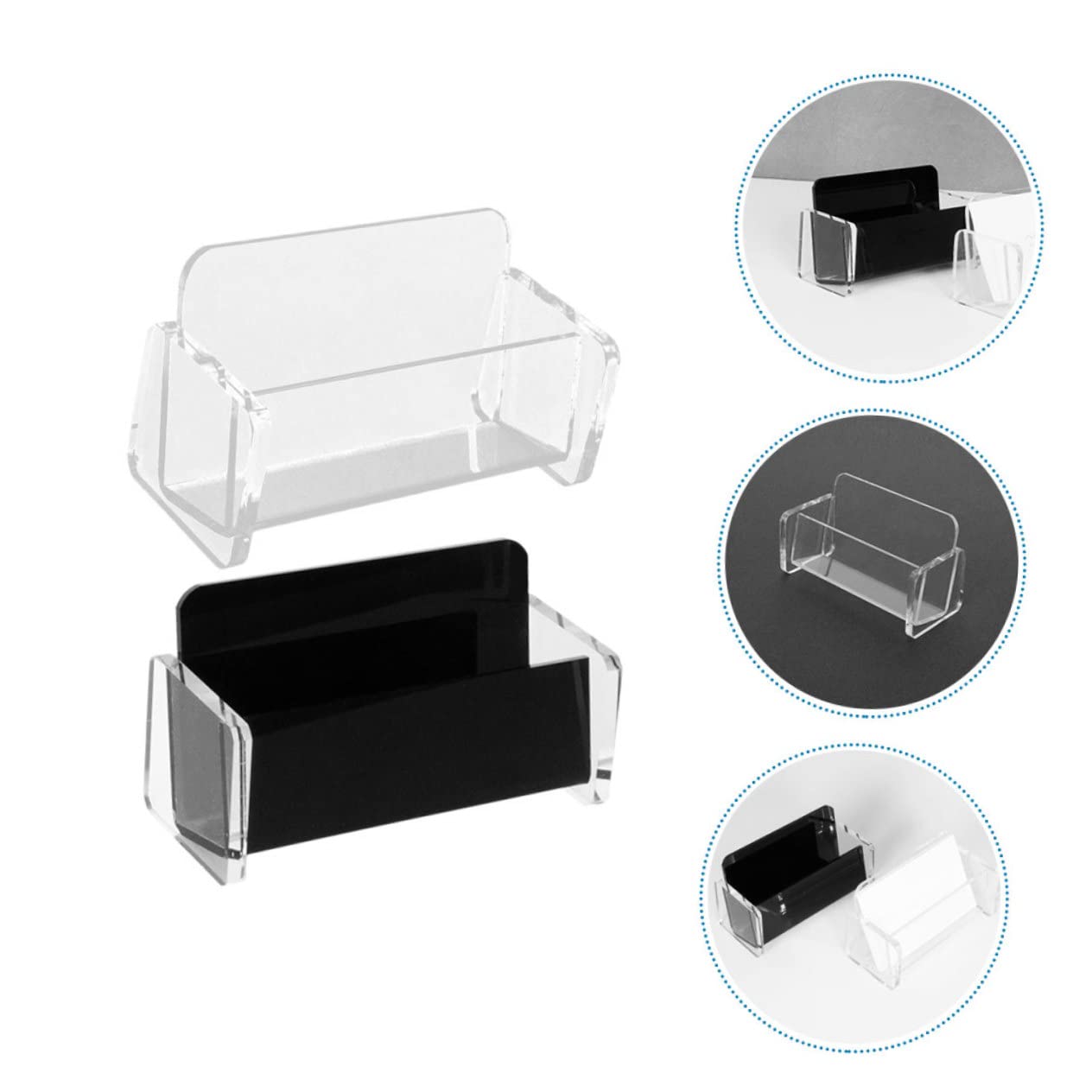 jojofuny 3 Set Porta Biglietti Da Visita Acrilico Trasparente E Nero Organizer Da Scrivania Con Capacità Carte Supporto Verticale Elegante Per Ufficio E Riunioni 2 Pezzi * 3