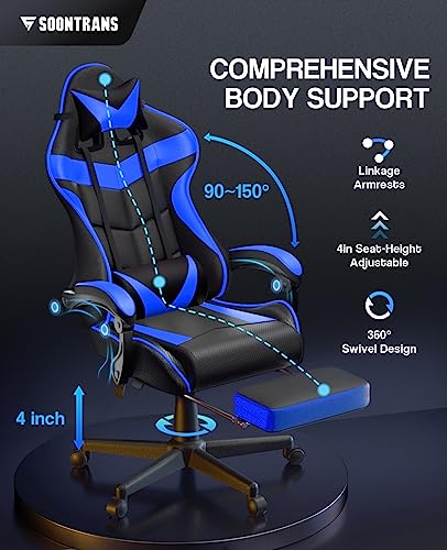 image for Soontrans Gaming Chair with Footrest,Computer Office Chair, Ergonomic 