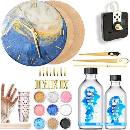 Image of Evens More DIY Resin Art Clock Making Kit - Resin, 12 inch Round MDF Sheet, Pigments, Clock Machine, and More