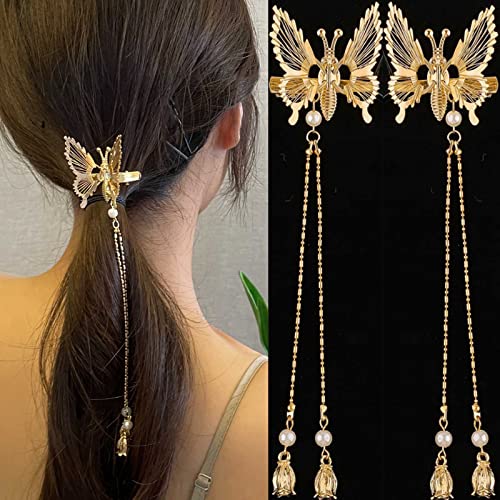 Barrettes à cheveux papillon à paillettes 3D - En métal - Pour filles et femmes - Doré Cover