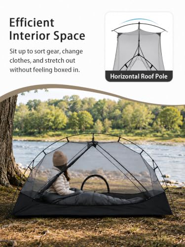 Ultraligera Carpa para Mochilero de 1 Persona, Impermeable 4000mm, Pared Doble Ligera, Autoportante para Camping y Senderismo miniatura 5