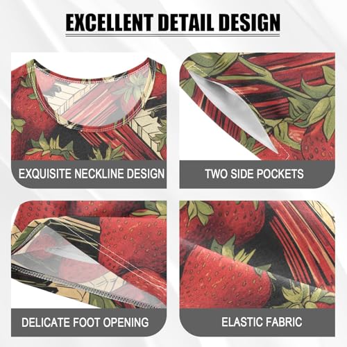 ALAZA Vintage Strawberries Piano Keys Music Pajama Set Short Sleeve Sleepwear Soft Lounge Nightwear4