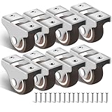 AONMTOAN Caster Wheels Rigid Fixed Non Swivel Casters, Top Plate Fixed Caster, Rubber casters (8 Pcs, 1 Inch)