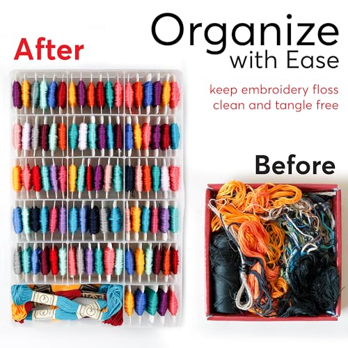 Embroidery Floss Organizer Box with 50 Cardboard Bobbins - 17 Compartments Clear embroidery thread organizer box, Snap-Tight Clear Sewing Organizer - Jewelry Bead Holder (Made in USA) - Image 5