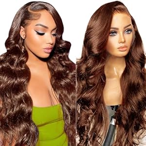 Echthaar Perücke 13×4 HD Lace Front Wig Human Hair Perücke Echthaar Damen Light Chocolate Brown Body Wave Perücke Human Hair Wigs For Black Women 34 Zoll