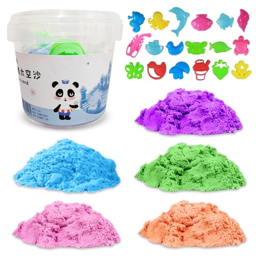 Portable Moldable Magic Play Sand Kit with Storage Box Non Toxic Fun for Kids 1000g Never Dries Out Includes Tools and Molds for Creative Play Multicolor