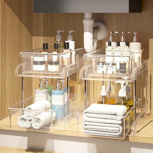 The Ultimate Pantry Organization Guide 2 MosQuickยฎ 2 Tier under sink storage organizer Clear bathroom shel...