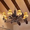 TOCHIC 8 Light Western Chandelier for Dining Room Farmhouse Chandelier with Lampshade Rustic Bronze Christmas Tree Bear Wildlife Light Fixture for Living Room Bedroom Kitchen Foyer Cabin 355 D