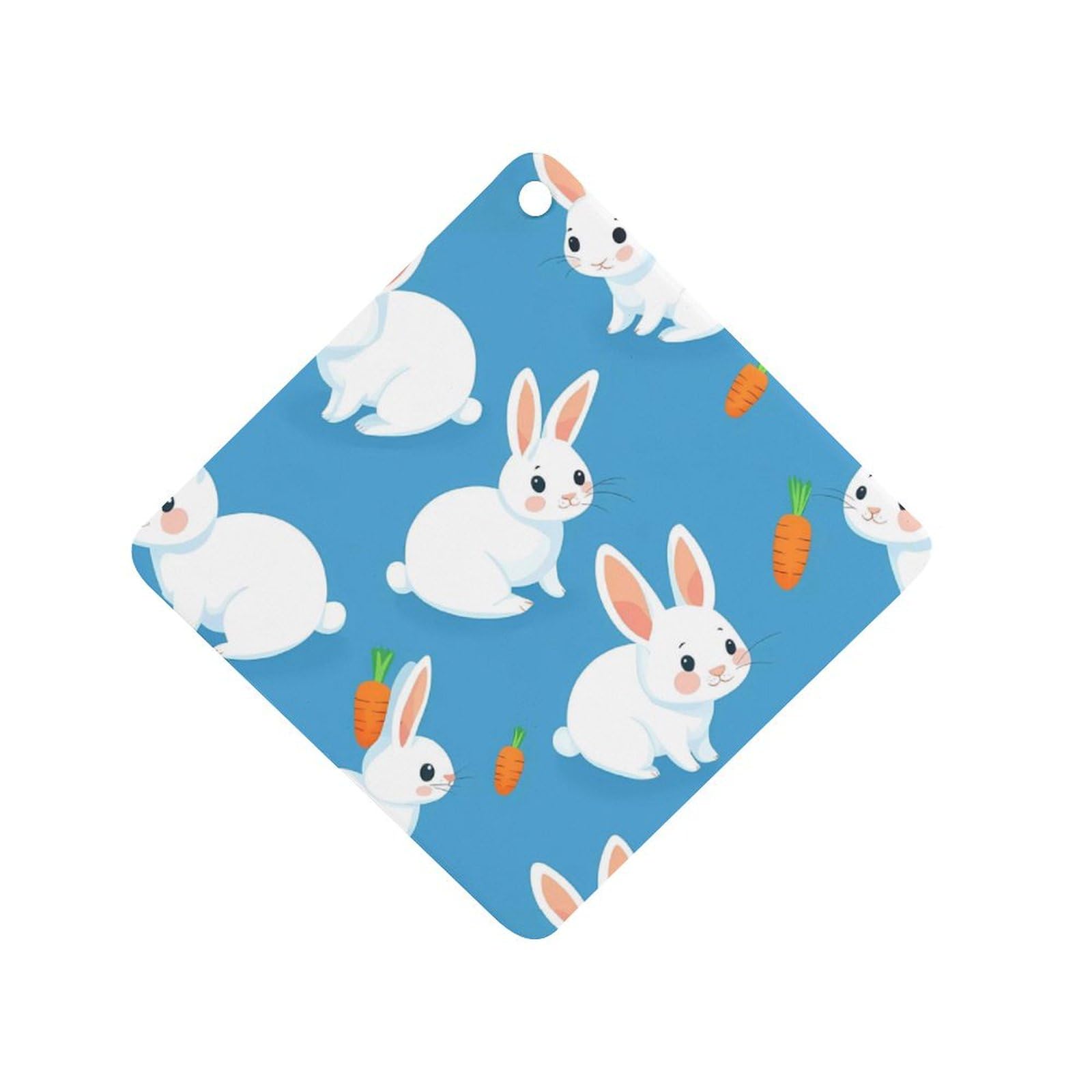 Rabbit Bunny Carrot Printed Car Air Freshener Hanging Aromatherapy Tablets for Car Accessories Rhombus