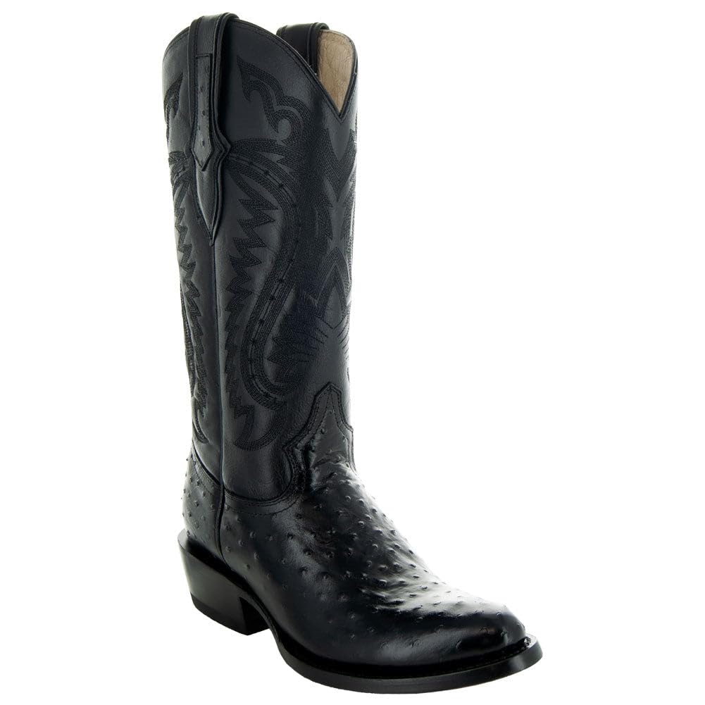 Soto Boots Men's Ostrich Print Cowboy Boots, Exotic Print Men's Cowboy Boots, Western Boots For Men H7002