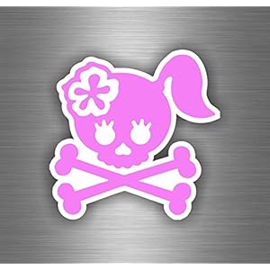 Akachafactory Autocollant Sticker Moto Motard Skull Tete de Mort Pirate Rose Voiture