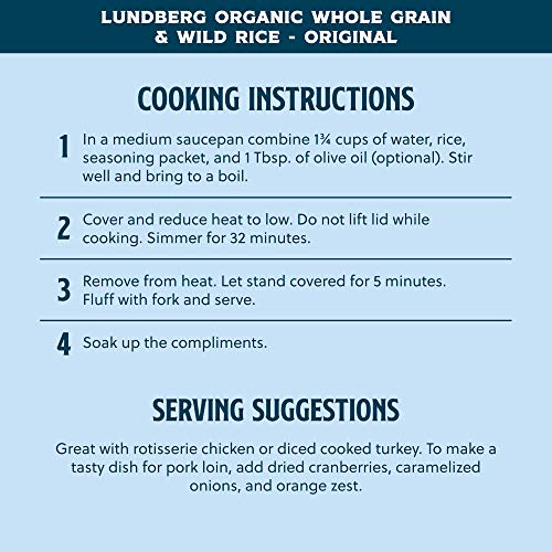 Lundberg Family Farms - Organic Whole Grain Rice & Wild Rice, Original, Side Dish, Pantry Staple, 100% Whole Grain, Non-Gmo, Gluten-Free, Usda Certified Organic, Vegan, Kosher (6 Oz, 6-Pack) #TOP6