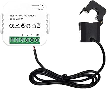 Tuya Smart Life WiFi Energy Meter 80A with Clamp CT App KWh Power Consumption Monitor Electricity StatisticsTuya WiFi