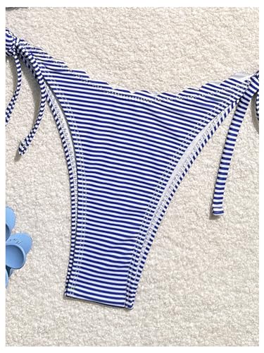WDIRARA Women's Striped Bikini Set Halter Triangle String Swimsuit 2 Piece Bathing Suit4