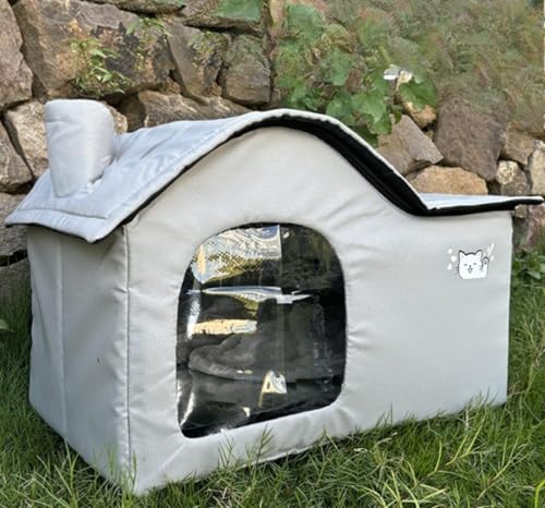 野良猫屋外の巣 冬暖かい閉鎖式猫の家 防雨防晒犬小屋 寒さ対策屋外ペット避難所 (S)