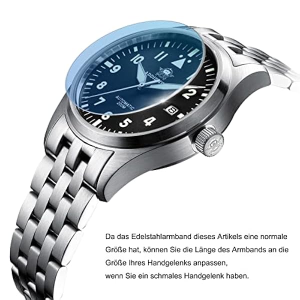 ADDIESDIVE Aviator Pro Diver automatisk klocka för herr NH35 rörelse, läderarmband 20 mm, pekarurtavla 200 m
