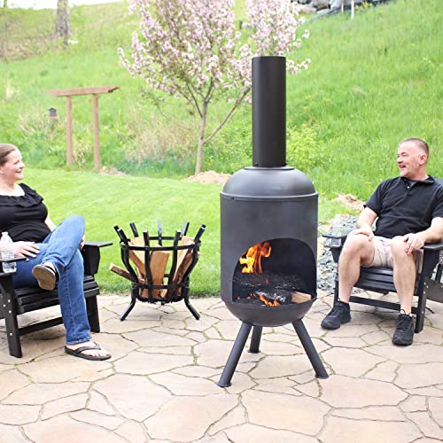 Sunnydaze RCM-LG765 5-Foot Black Cold-Rolled Steel Modern Chiminea thumb #8