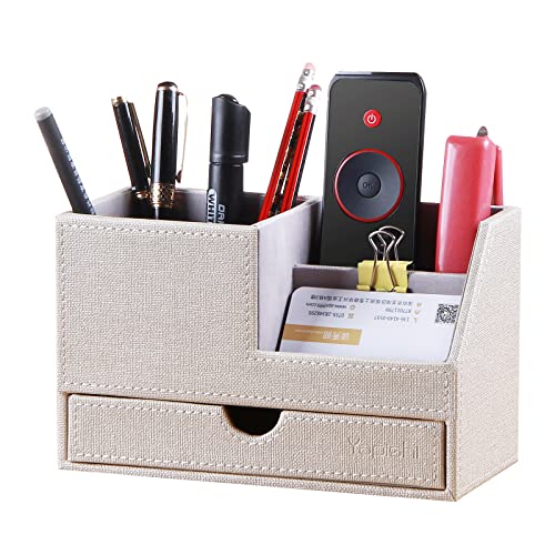 Desk Organizers and Accessories, Leather Desktop Organizer for Workspace, Office Supplies Caddy with Drawer Storage Box Pencil Holder for Pens/ Business Card/ Sticky Note Pad/ Stationary Set/ Scissor Desk Organizers and Accessories, Leather Desktop Organizer for Workspace, Office Supplies Caddy with Drawer Storage Box Pencil Holder for Pens/ Business Card/ Sticky Note Pad/ Stationary Set/ Scissor