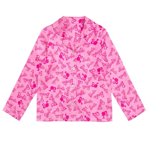 Barbie Girls Satin Lounge Sleep Pajama Shirt and Pants Set Little Kid to Big Kid Sizes (4-14-16)2