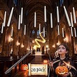 Prerish 20PCS Floating Candles with Wand, Magic Halloween Hanging Candles, Flickering Battery Operated Taper LED Flameless Candles with Wand Remote for Halloween Decorations Gifts Indoor